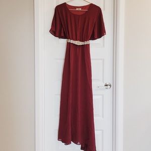 Maroon Prom/Bridesmaid Floor-Length Dress